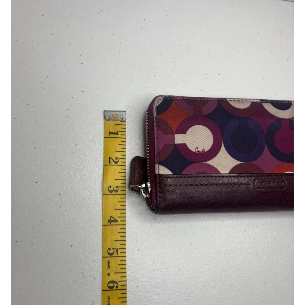 Coach Park Multicolor Purple Leather Monogram Signature Zip Wallet Designer - Picture 7 of 8